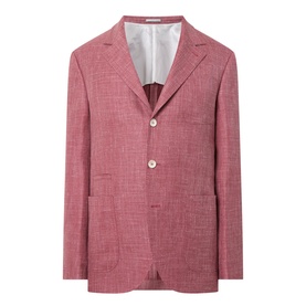 Diagonal Weave Single-Breasted Blazer