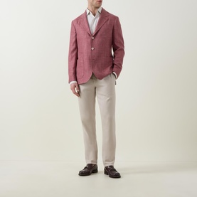 Diagonal Weave Single-Breasted Blazer