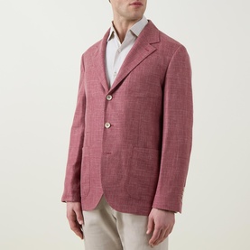 Diagonal Weave Single-Breasted Blazer