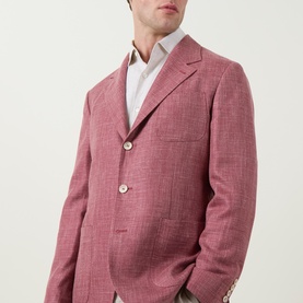 Diagonal Weave Single-Breasted Blazer