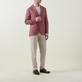 Diagonal Weave Single-Breasted Blazer