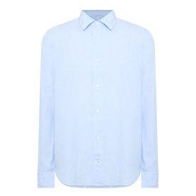 Boggi Milano light blue casual shirt in tencel-linen blend, spread collar, long sleeves, button-front placket, relaxed fit