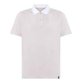 Boggi Milano S-Caf&eacute;&reg; Piqu&eacute; Polo Shirt in sand with contrast tipped collar, two-button placket, short sleeves and straight hem.