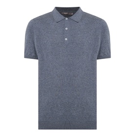 Boggi Milano Solid Polo Shirt in indigo linen-cotton blend, polo collar, three-button placket, short sleeves, straight hem