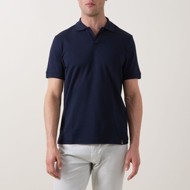Rib-Knit Polo Shirt