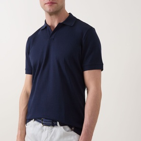 Rib-Knit Polo Shirt