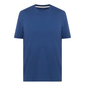 Boggi Milano Caf&eacute; Piqu&eacute; Logo T-Shirt in Air Blue, crew neck, short sleeves, straight hem with logo tag detail