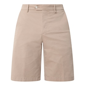 Boggi Milano Slim-Leg Bermuda Shorts in Mud, mid-rise with belt loops, concealed fly, slim leg, above-the-knee length
