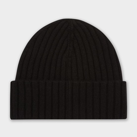 Logo Embroidered Ribbed Knit Beanie Hat