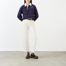 Serif Logo Striped Rugby Sweatshirt