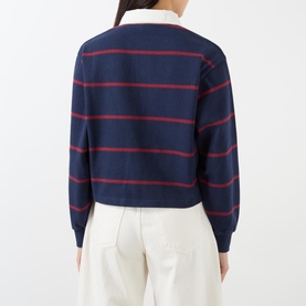 Serif Logo Striped Rugby Sweatshirt
