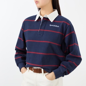 Serif Logo Striped Rugby Sweatshirt