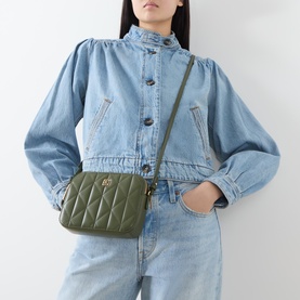 Quilted Emblem Logo Double Zip Camera Bag