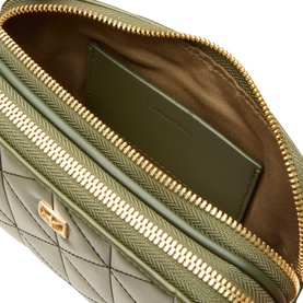 Quilted Emblem Logo Double Zip Camera Bag