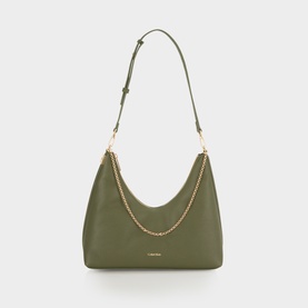 Emblem Pebbled Chain Shoulder Bag