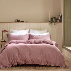 Gingham Ruffle Duvet Set Red