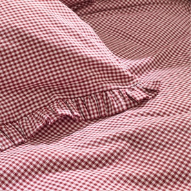 Gingham Ruffle Duvet Set Red