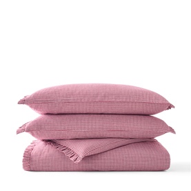 Gingham Ruffle Duvet Set Red