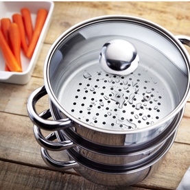 Essentials 3-Tier Glass Lid Steamer Set 20cm