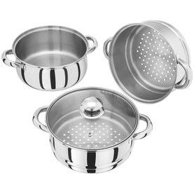 Essentials 3-Tier Glass Lid Steamer Set 20cm