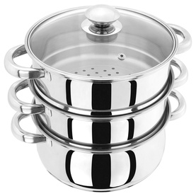 Essentials 3-Tier Glass Lid Steamer Set 20cm