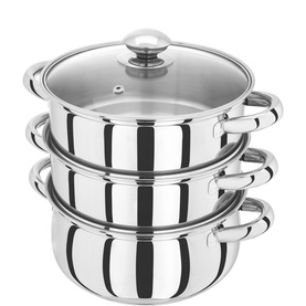 Essentials 3-Tier Glass Lid Steamer Set 20cm