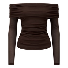 Kaia Ruched Mesh Bardot Top