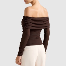 Kaia Ruched Mesh Bardot Top