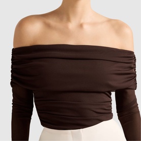 Kaia Ruched Mesh Bardot Top