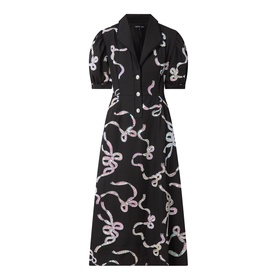 Ripple Bow Embellished Shirt Dress