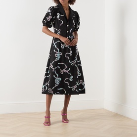 Ripple Bow Embellished Shirt Dress
