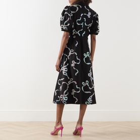 Ripple Bow Embellished Shirt Dress