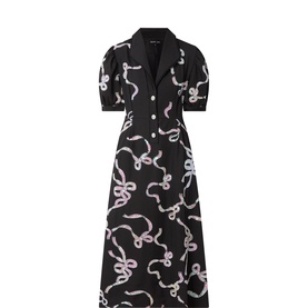 Ripple Bow Embellished Shirt Dress