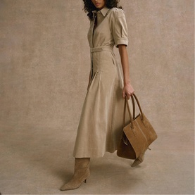 Corduroy Belted Shirt Dress