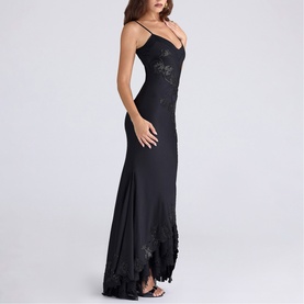 Anastelle Beaded Satin Dress