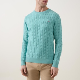 Shield Logo Cable Knit Sweater
