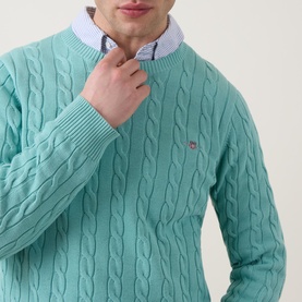 Shield Logo Cable Knit Sweater