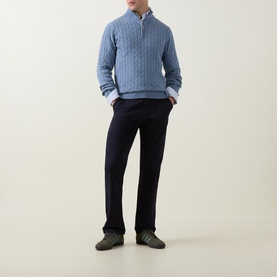 Shield Logo Half-Zip Cable Knit Sweater