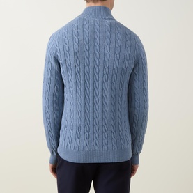 Shield Logo Half-Zip Cable Knit Sweater