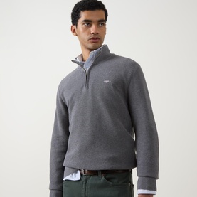 Micro Half-Zip Textured Sweater