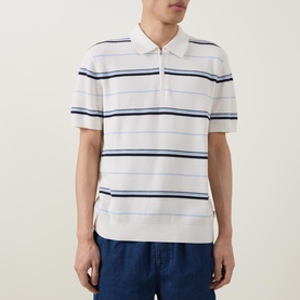 Striped Zip Polo Shirt