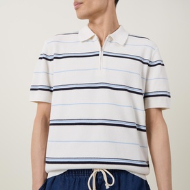 Striped Zip Polo Shirt