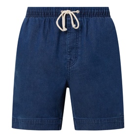 Tonal Logo Drawstring Denim Shorts