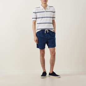 Tonal Logo Drawstring Denim Shorts