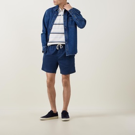 Tonal Logo Drawstring Denim Shorts