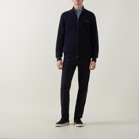 Shield Logo Textured Zip Sweater