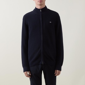 Shield Logo Textured Zip Sweater