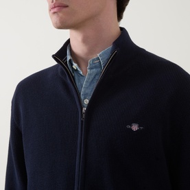 Shield Logo Textured Zip Sweater