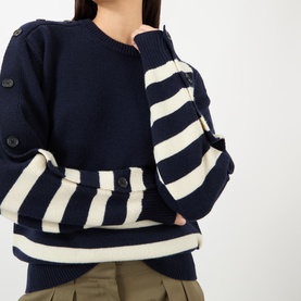 Button Breton Stripe Sweater