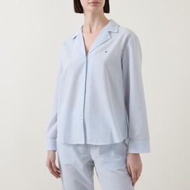 Striped Seersucker Logo Pyjama Top